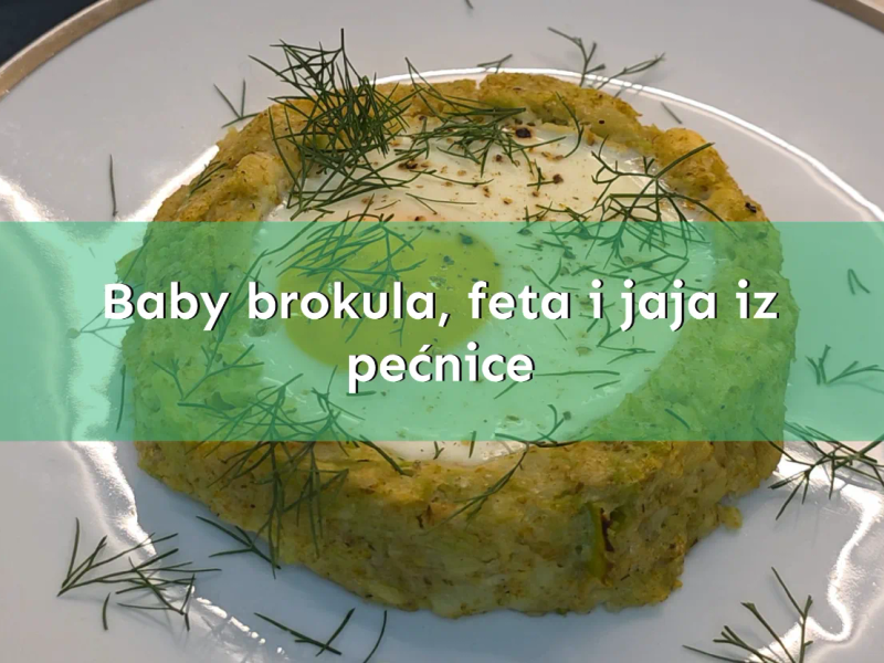 Baby brokula, feta i jaja iz pečnice