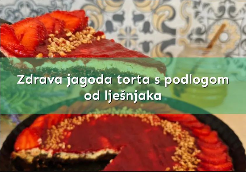 Zdrava jagoda torta s podlogom od lješnjaka