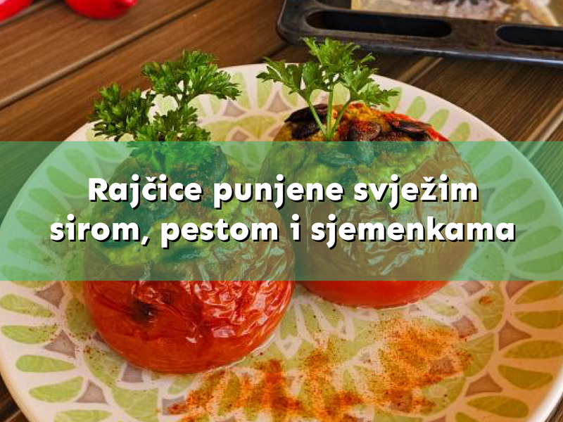 Tomaten gefüllt mit Frischkäse, Pesto und Samen